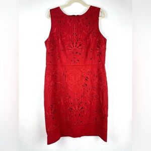 Talbots Gorgeous Red Floral Wool Blend Embroidered Shift Dress Size 16